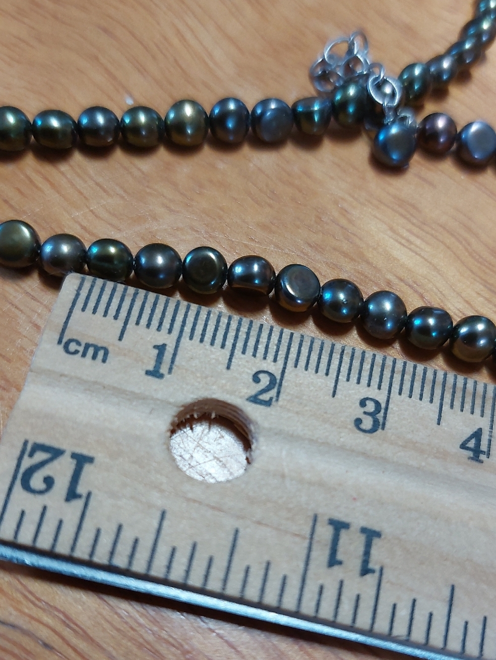 925 Genuine Freshwater Bronze Peacock Pearl Necklace Sterling Silver - Picture 7 of 8